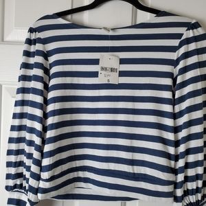 Striped crop with fluffy sleeves small